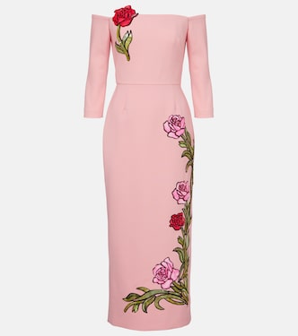 Robe longue brodée en laine mélangée | Oscar de la Renta