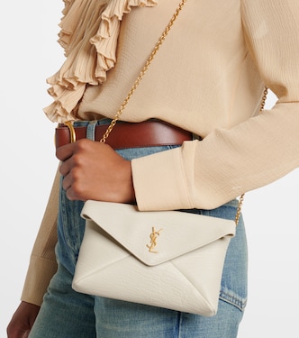 Cassandre leather clutch in white - Saint Laurent | Mytheresa