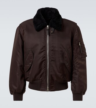 Shearling-trimmed satin bomber jacket | Tom Ford