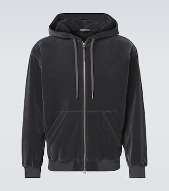 Cotton-blend velour zip-up hoodie  | Tom Ford