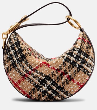 Knight Arc leather-trimmed bouclé shoulder bag | Burberry