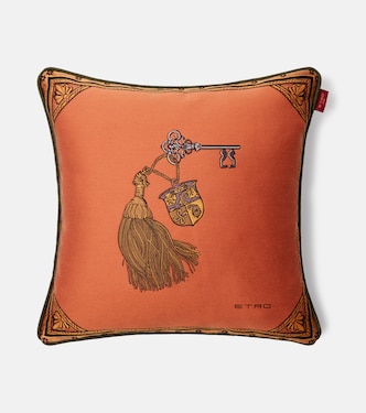 Herald embroidered cotton-blend cushion | Etro