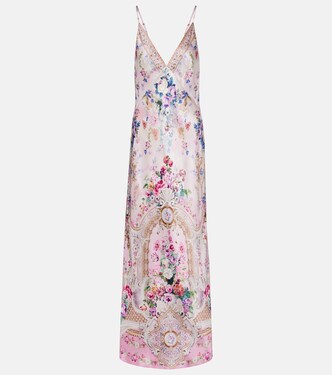 Embellished floral silk satin maxi dress | Camilla