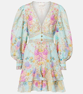 Embellished floral linen and silk minidress | Camilla