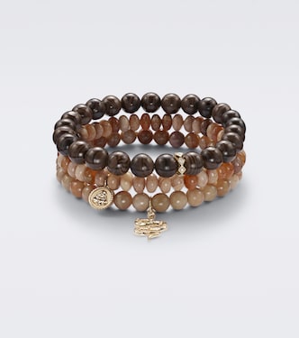 Set of 3 14kt gold beaded bracelets with gemstones | Sydney Evan