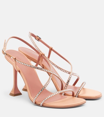 Sally crystal-embellished satin sandals | Amina Muaddi