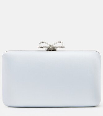 Bow embellished satin clutch | Self-Portrait