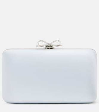 Bow embellished satin clutch | Self-Portrait