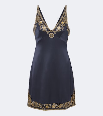 Medusa embellished silk cady satin minidress | Versace