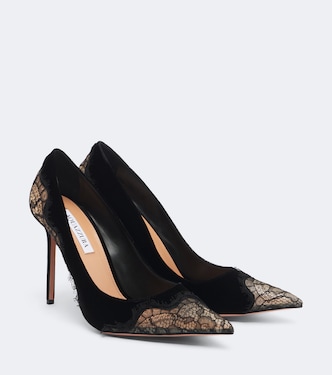 Meadow lace-trimmed velvet pumps | Aquazzura