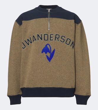 刺绣羊毛混纺半拉链毛衣 | JW Anderson