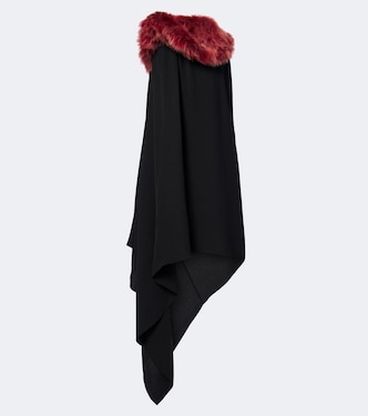 Shearling-trimmed crêpe midi dress | Loewe