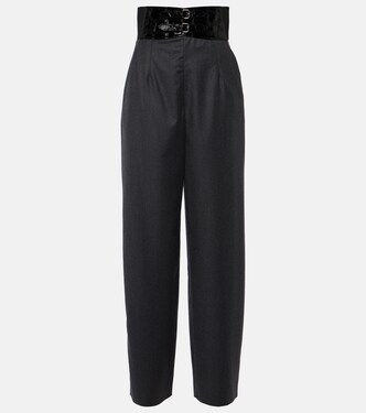 High-rise virgin wool straight pants | Alaïa