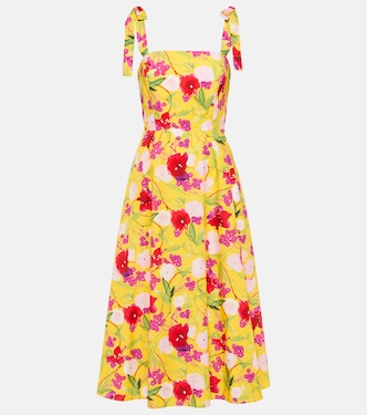 Robe longue en coton à fleurs | Carolina Herrera