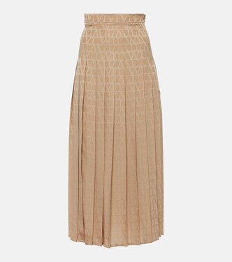 Toile Iconographe pleated silk midi skirt | Valentino
