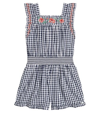 Embroidered gingham cotton playsuit | Tartine et Chocolat