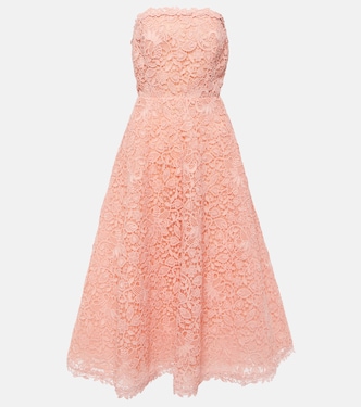 Strapless guipure lace midi dress | Carolina Herrera