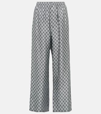 Weite Hose GG aus Seiden-Twill | Gucci