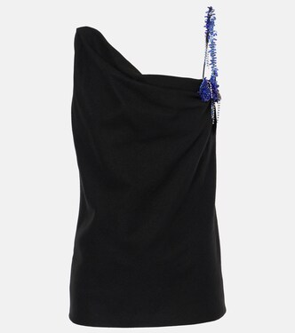 Embellished draped wool top | Dries Van Noten
