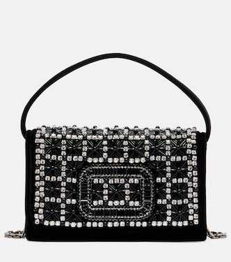 Clutch Pilgrim Micro in velluto con cristalli | Roger Vivier