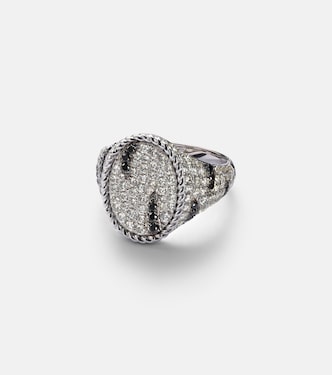 Zèbre 18kt white gold pinky ring with diamonds | Yvonne Léon