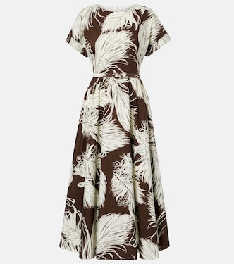 Printed cotton-blend poplin midi dress | Oscar de la Renta