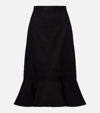 Jupe midi en coton mélangé à volants | Plan C