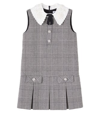 Embellished houndstooth wool-blend dress | Self-Portrait Kids