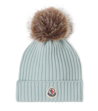 Logo ribbed-knit virgin wool beanie | Moncler Enfant