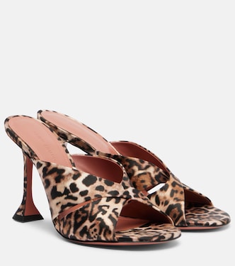 Salma leopard-print satin mules | Amina Muaddi