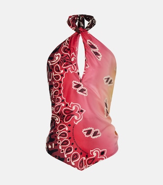 Printed halterneck silk top | The Attico