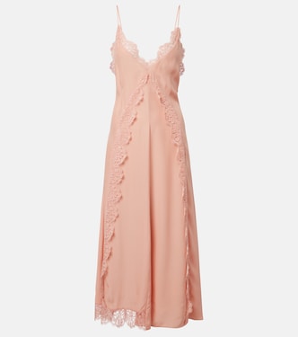 Lace-trimmed silk midi dress | Stella McCartney