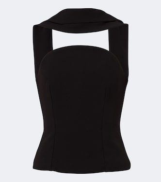 Scarf-detail crêpe corset top | Roland Mouret