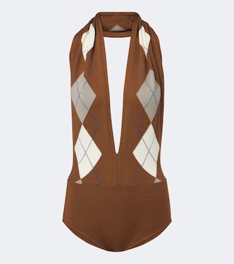 Body en laine vierge à motif argyle | Mugler