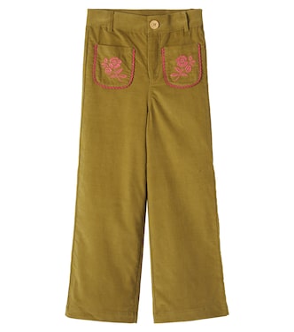Serena embroidered cotton corduroy pants | C'era Una Volta