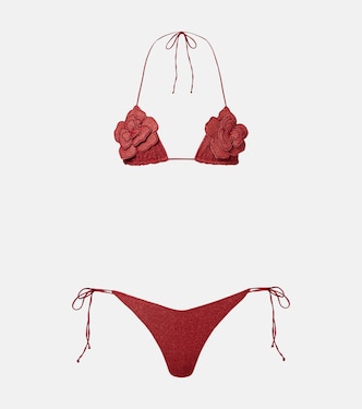 Lumière floral-appliqué lamé bikini | Oséree
