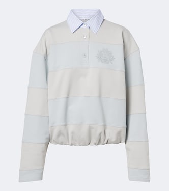 Striped cotton fleece polo sweatshirt | Acne Studios