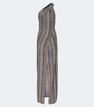 Zigzag sequined one-shoulder lamé gown | Missoni