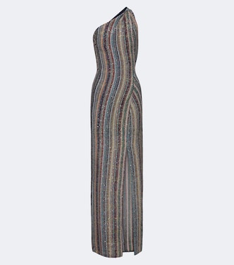 Zigzag sequined one-shoulder lamé gown | Missoni
