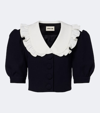 Cropped ruffled puff-sleeve wool jacket | Shushu/Tong