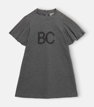 Logo stretch-cotton dress | Brunello Cucinelli Kids