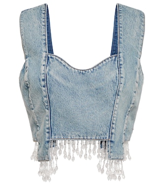 Verziertes Cropped-Top aus Denim | Ganni