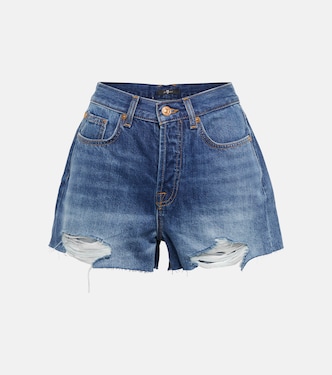 Monroe distressed denim shorts | 7 For All Mankind
