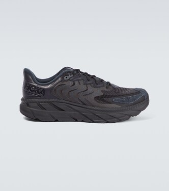 Clifton LS leather-trimmed mesh sneakers | Hoka One One