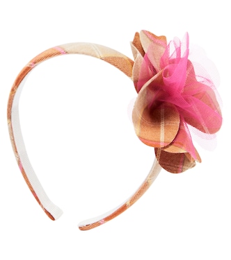 Floral-appliqué checked headband | Il Gufo