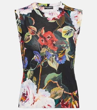 Tank top de punto de seda floral | Dolce&Gabbana