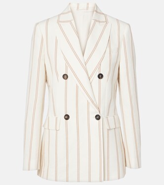Striped linen and cotton blazer | Brunello Cucinelli