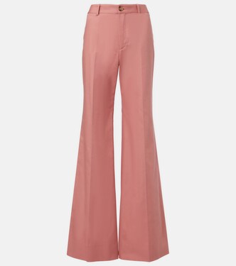 Pantalon évasé à taille haute en coton | Chloé