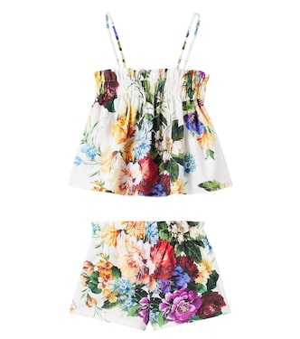Floral cotton poplin top and shorts set | Dolce&Gabbana Kids