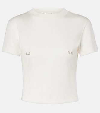 Embellished cotton jersey T-shirt | Mugler